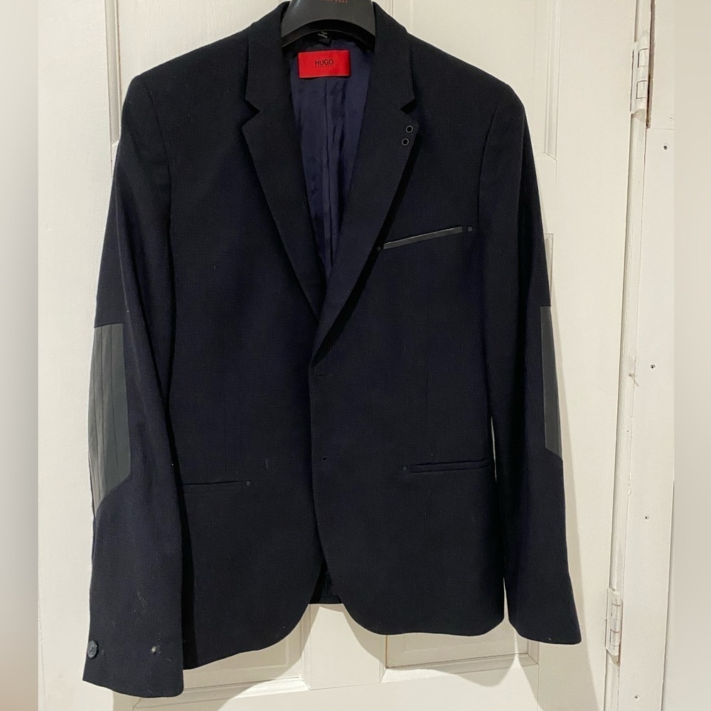 HUGO BOSS Men's Abodo Slim Fit Wool Blend Sport Blazer Coat, 38R